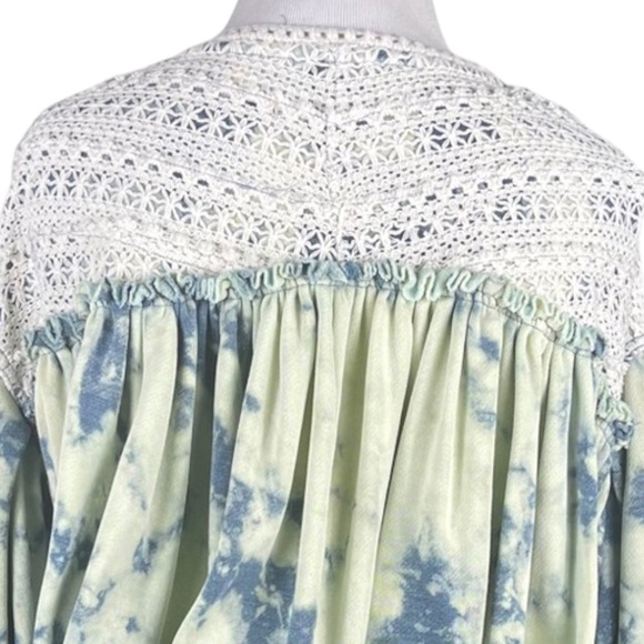 Free People Bohemian Crochet Oversized Tie Dye Full Zip Sweatshirt Bomber Jacket - Picture 8 of 16